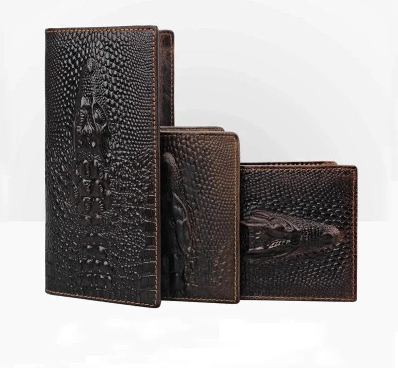 Men's Genuine Leather Alligator Pattern Card Holder Trendy Wallet