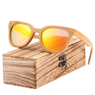 Women's Bamboo Frame TAC Lens Square Shape Trendy Sunglasses