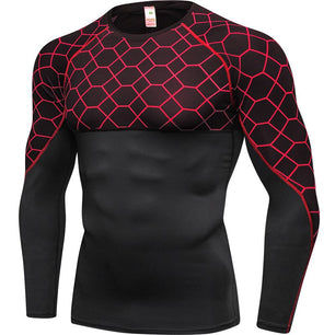 Men's Polyester O-Neck Full Sleeve Printed Pattern Sport T-Shirt