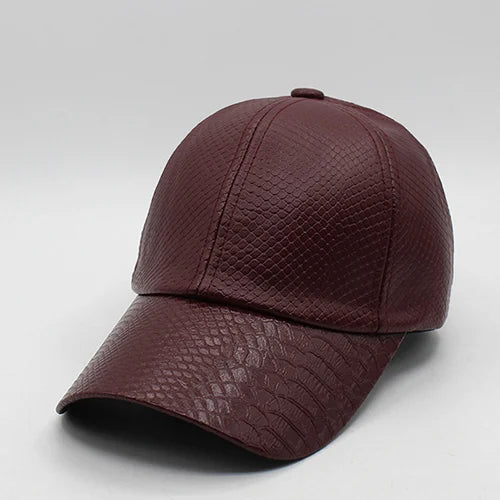 Men's PU Leather Adjustable Strap Baseball Snapback Cap