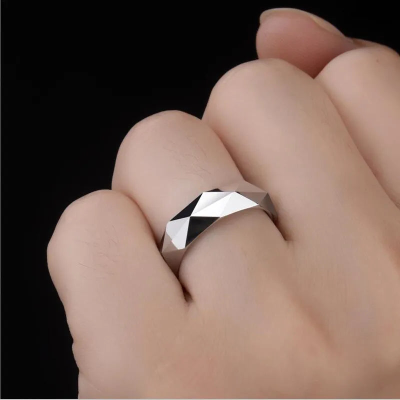 Men's Metal Tungsten Geometric Pattern Trendy Wedding Ring