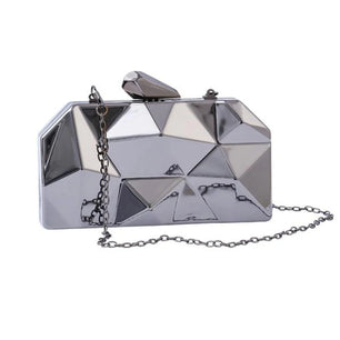 Women's Metallic Hasp Closure Geometric Bridal Wedding Clutch