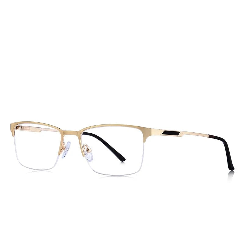 Men's Titanium Alloy Frame Half-Rim Square Shaped Trendy Glasses