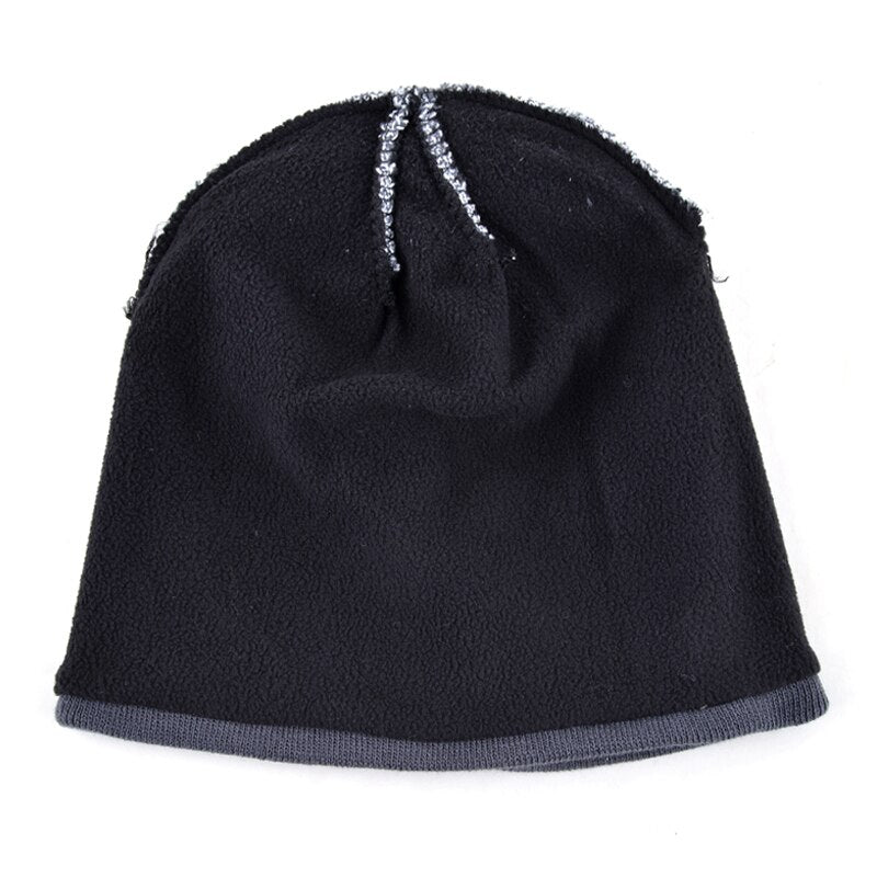 Men's Polyester Beanies Double-Layer Striped Pattern Hip Hop Cap