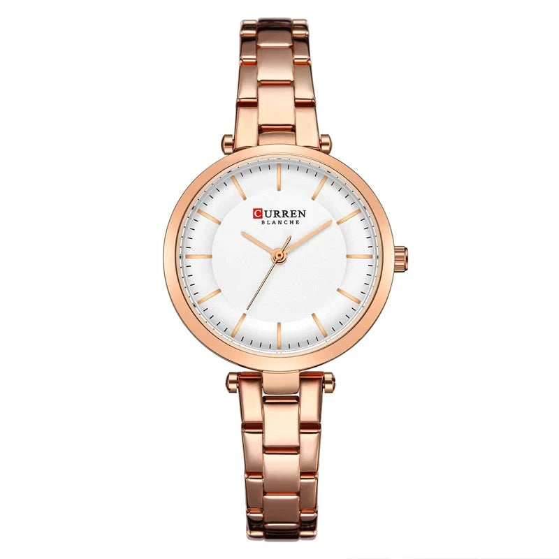 Women's Stainless Steel Bracelet Clasp Waterproof Quartz Watch