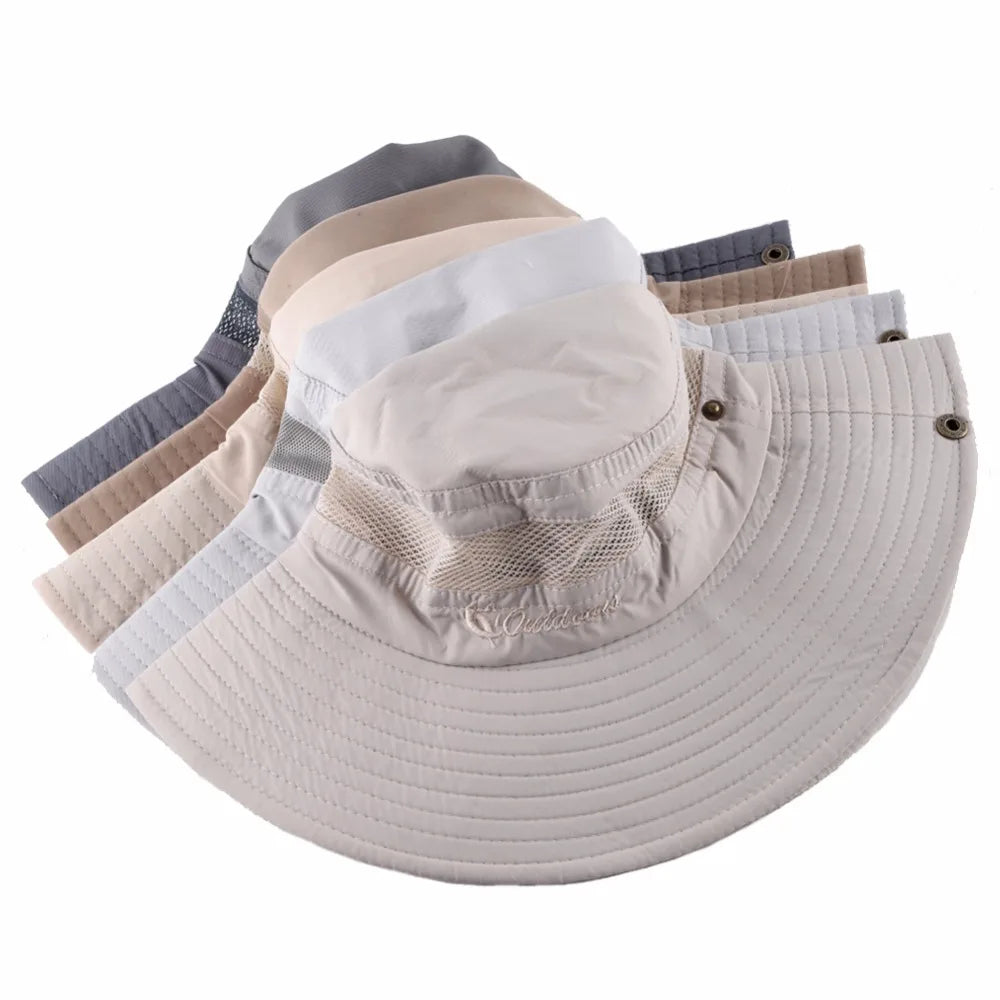Men's Polyester Solid Pattern Sun Protection Trendy Beach Hat