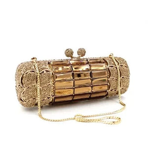 Women's Metallic Hasp Closure Rhinestone Bridal Wedding Clutch