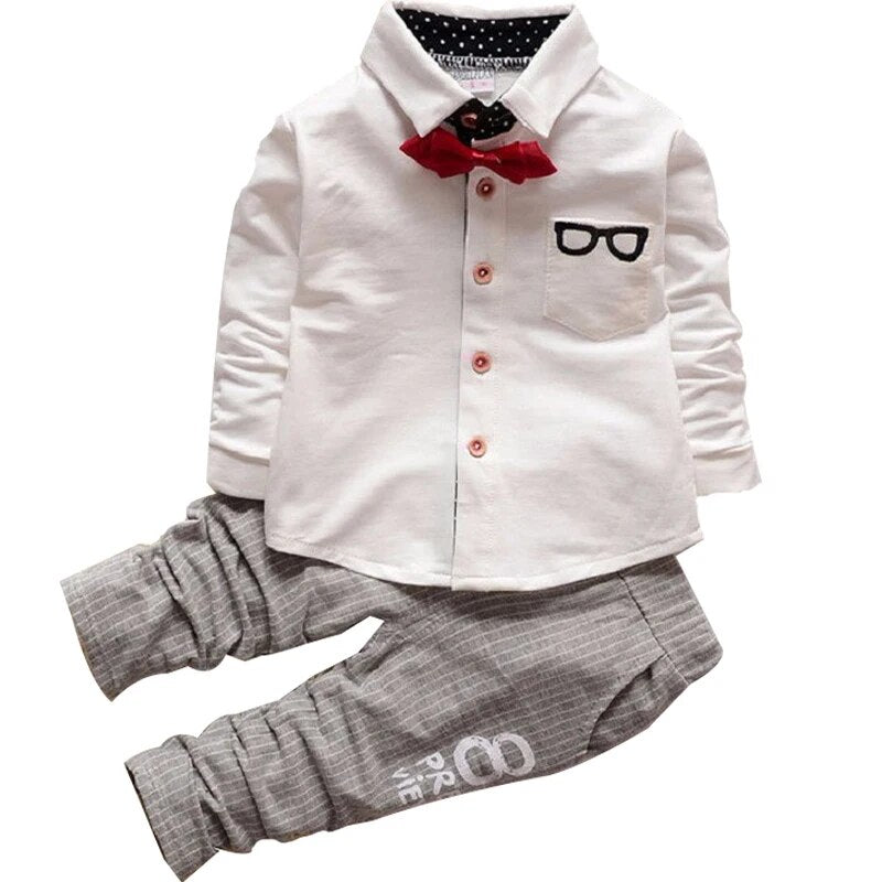 Kid's Turn-Down Collar Long Sleeve Solid Pattern Casual Clothes