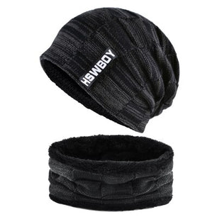 Men's Acrylic Beanies Double-Layer Patchwork Pattern Hip Hop Cap