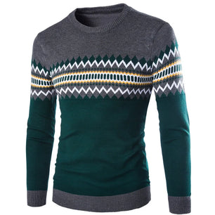 Men's O-Neck Acrylic Long Sleeves knitted Pullover Slim Sweater