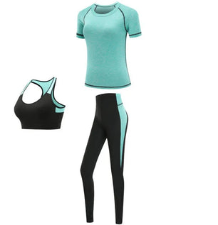 Women's Spandex Short Sleeves Running Fitness Sports Yoga Set