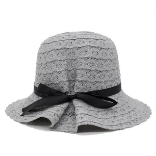 Women's Polyester Solid Pattern Sun Protection Trendy Beach Hat