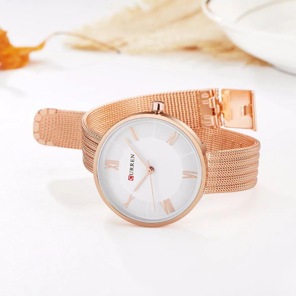 Women's Stainless Steel Round Shaped Waterproof Luxury Watch