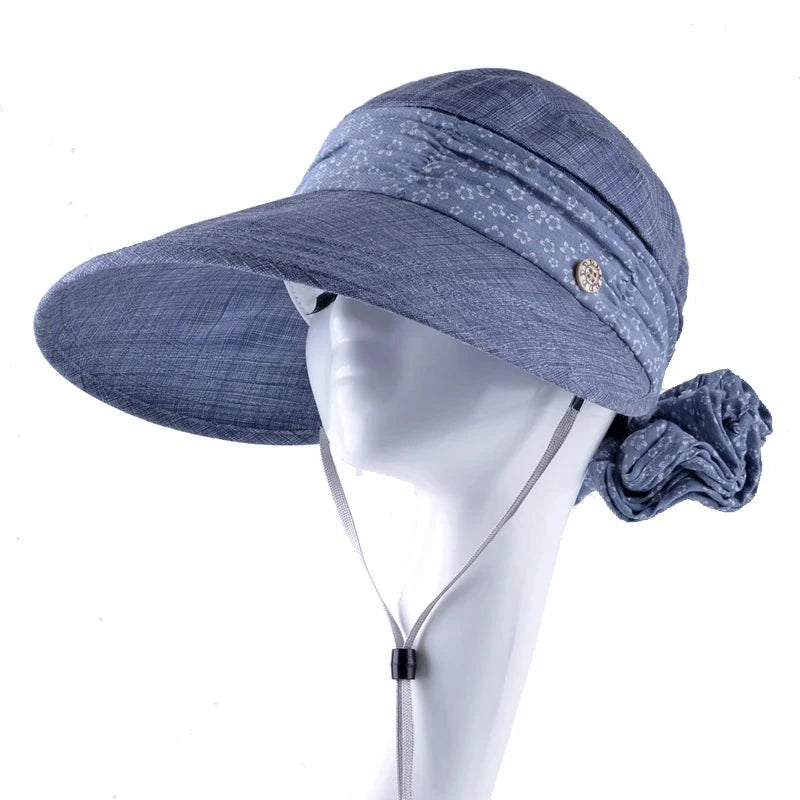 Women's Cotton Solid Pattern Anti-UV Sun Protection Trendy Hat