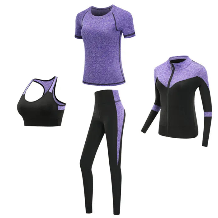 Women's Spandex Short Sleeves Running Fitness Sports Yoga Set