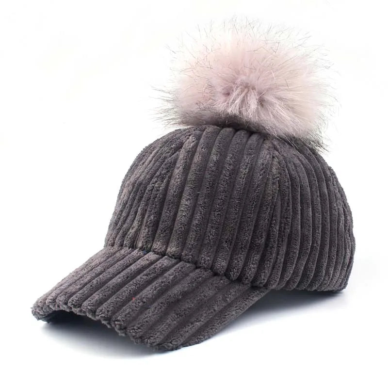 Women's Faux Fur Solid Pattern Casual Wear Winter Baseball Hat