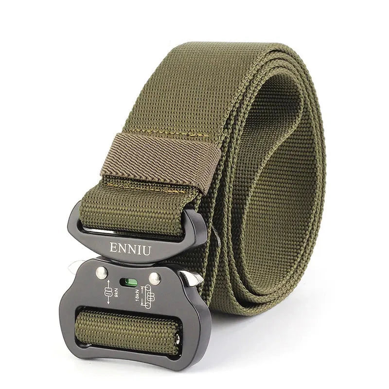 Men's Metal Buckle Closure Plain Pattern Trendy Military Belts