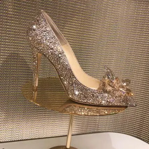 Women's Sequined Cloth Pointed Toe Slip-On High Heels Shoes
