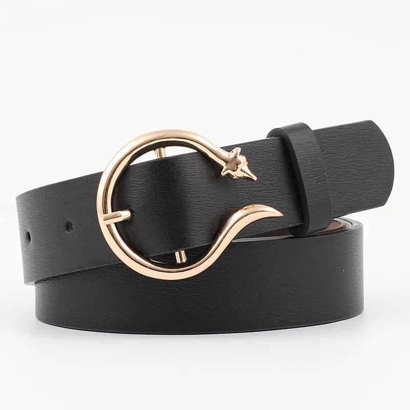 Women's 100% PU Buckle Closure Solid Pattern Trendy Waist Belts