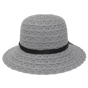 Women's Polyester Solid Pattern Sun Protection Trendy Beach Hat