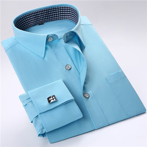 Men's Cotton Turn-Down Collar Single Breasted Formal Wear Shirt