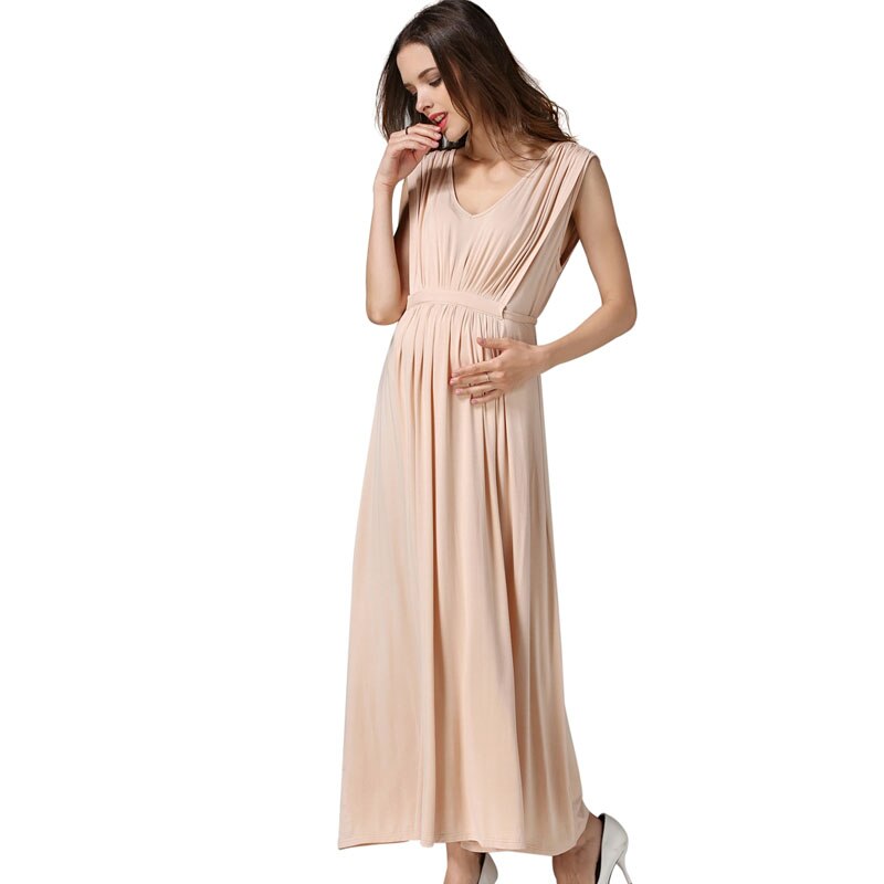 Women's V-Neck Spandex Sleeveless Breastfeeding Maternity Dress