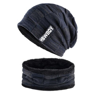 Men's Acrylic Beanies Double-Layer Patchwork Pattern Hip Hop Cap