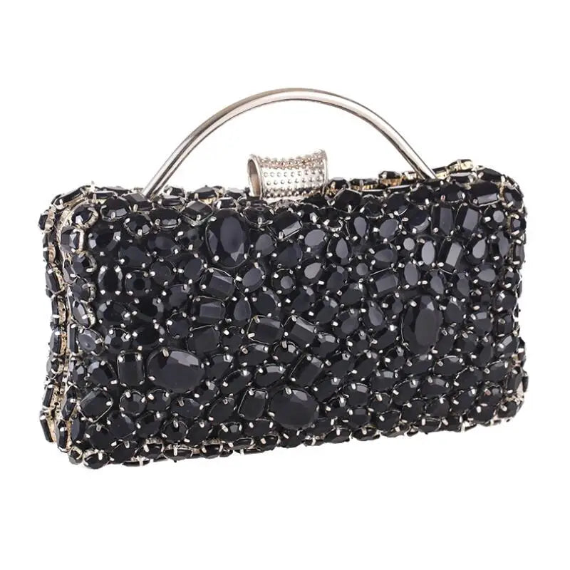 Women's Polyester Hasp Closure Rhinestone Pattern Evening Clutch