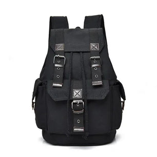 Men's Denim Zipper Closure Solid Pattern Large Capacity Backpack