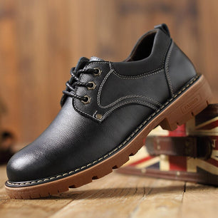 Men's Artificial Leather Round Toe Lace-up Closure Casual Shoes