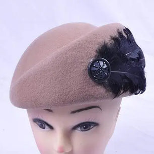 Women's Wool Feather Pattern Winter Trendy Warm Fedoras Cap