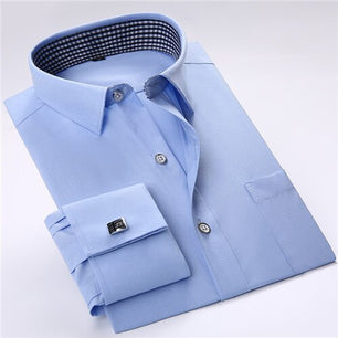 Men's Cotton Turn-Down Collar Single Breasted Formal Wear Shirt