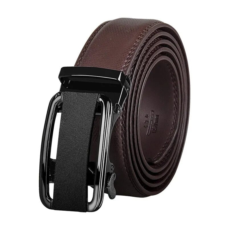 Men's Cowskin Automatic Metal Buckle Solid Pattern Strap Belts