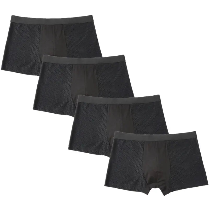 Men's 4 Pcs Modal Breathable Solid Pattern Loose Boxer Shorts