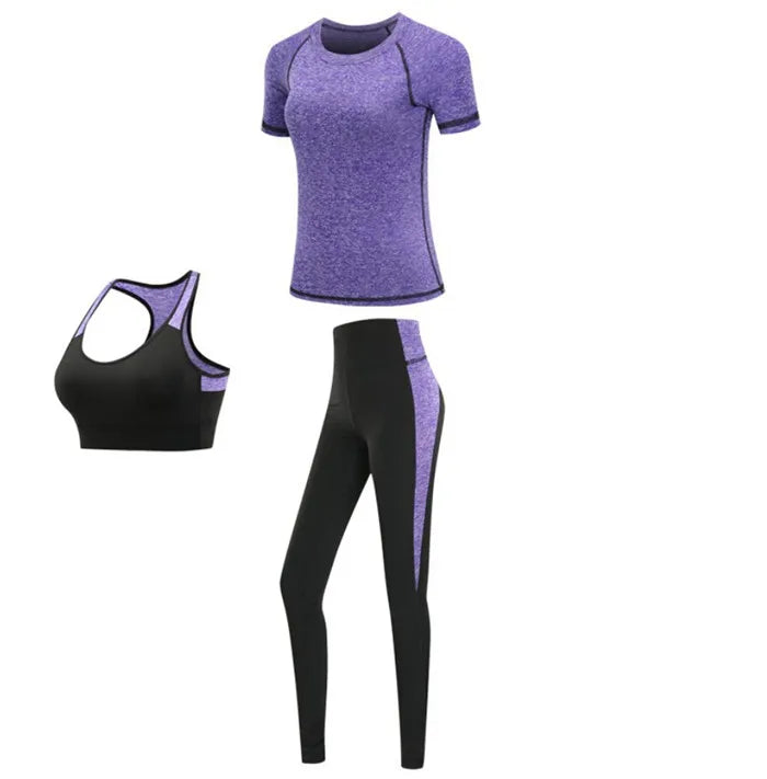 Women's Spandex Short Sleeves Running Fitness Sports Yoga Set