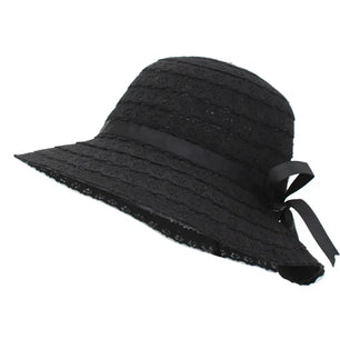 Women's Polyester Solid Pattern Sun Protection Trendy Beach Hat