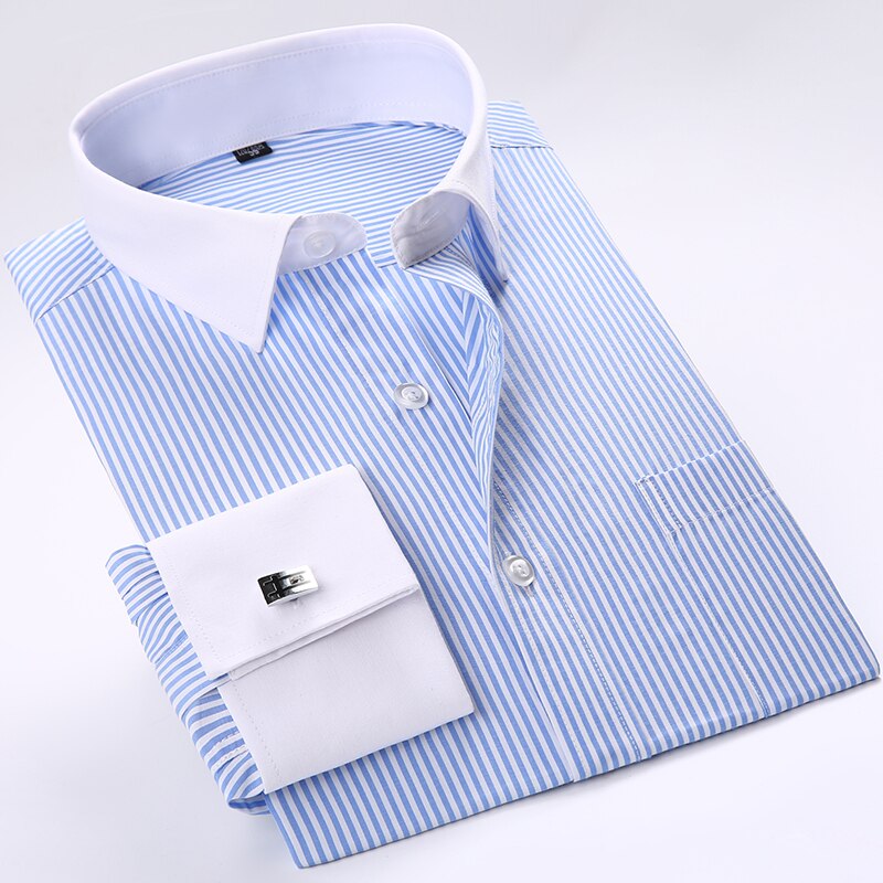 Men's Cotton Turn-Down Collar Single Breasted Formal Wear Shirt