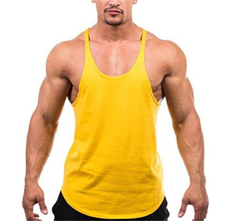 Men's Cotton U-Neck Sleeveless Solid Pattern Sports Workout Vest