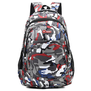 Kid's Nylon Zipper Closure Camouflage Trendy School Backpack