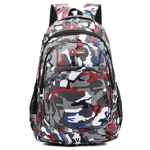 Kid's Nylon Zipper Closure Camouflage Trendy School Backpack