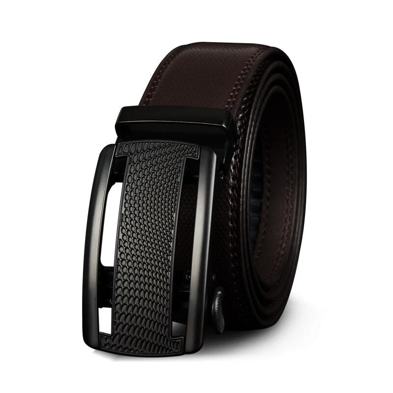 Men's Cowskin Automatic Metal Buckle Plain Pattern Strap Belts