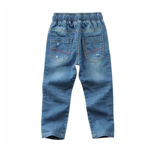 Kid's Boy Cotton Elastic Waist Closure Denim Casual Wear Trouser