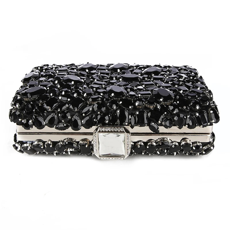 Women's Polyester Hasp Closure Rhinestone Pattern Evening Clutch