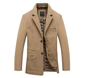 Men's Polyester Stand Collar Single Breasted Solid Pattern Jacket