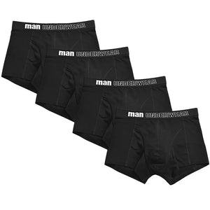 Men's 4 Pcs Cotton Breathable Solid Pattern Loose Boxer Shorts