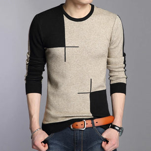 Men's O-Neck Polyester Long Sleeves Mixed Colors Pullover Sweater