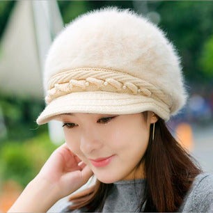 Women's Acrylic Solid Pattern Casual Rabbit Fur Winter Hats