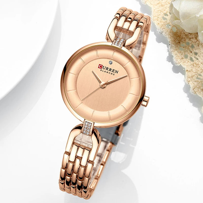 Women's Stainless Steel Round Shaped Waterproof Luxury Watch