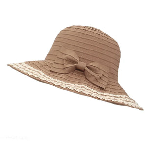 Women's Polyester Solid Pattern Sun Protection Trendy Beach Hat