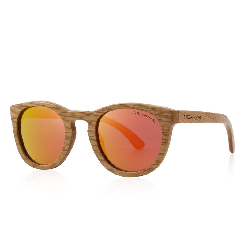 Women's Wooden Frame Polycarbonate Lens Cat Eye Retro Sunglasses